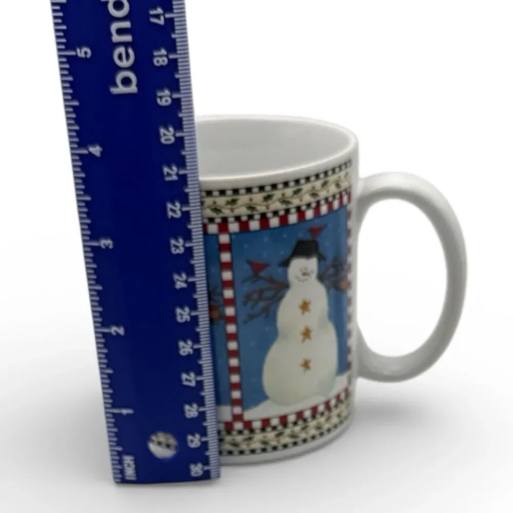 Vintage Debbie Mumm Sakura Snowmen Coffee Mug And Salad Plate Set